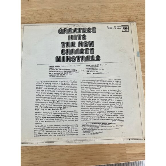 Greatest Hits The New Christy Minstrels Vinyl Record CS 9279 Vintage Album - Picture 4 of 4